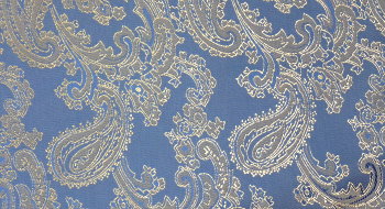 Futterstoff Paisley taubenblau/gold