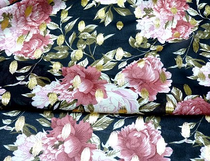 Chiffon mit Golddruck